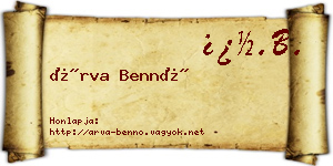 Árva Bennó névjegykártya